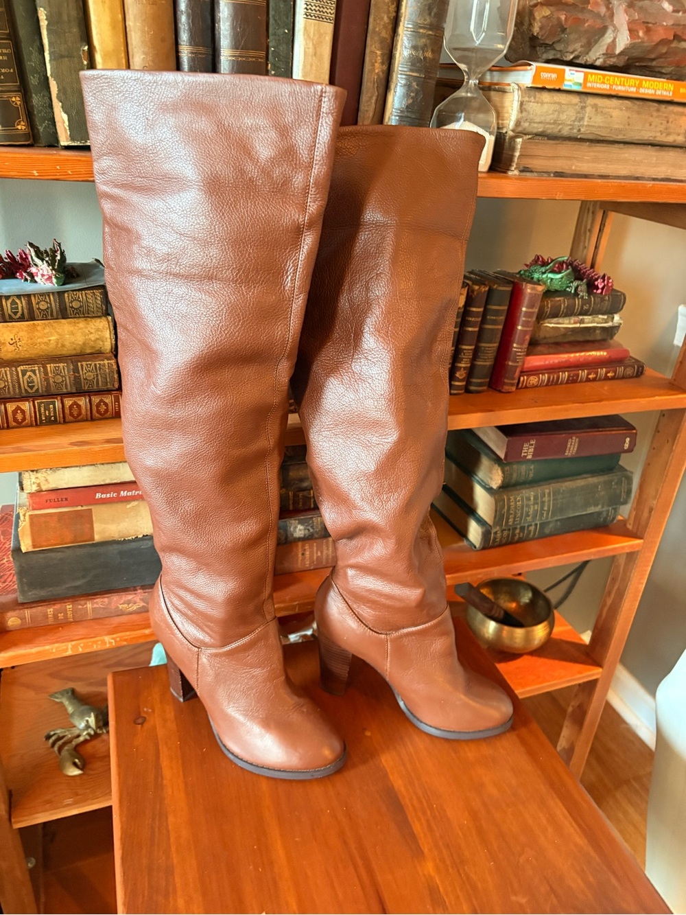 Colin Stuart Tall Brown Leather Over-The-Knee Boots